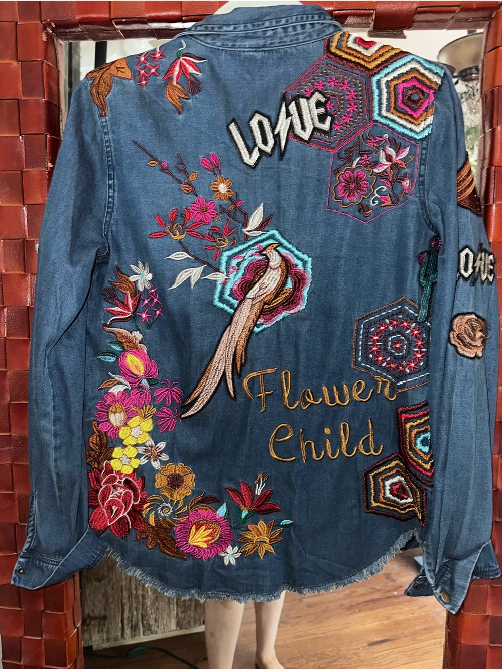 Spell Blue Denim Shirt Jacket Flower child - Picture 6 of 16